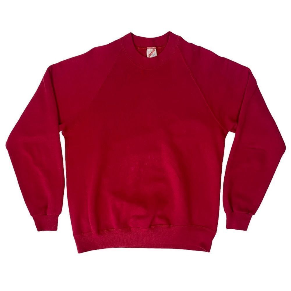 Vintage 80s Blank Crewneck Jerzees Sweatshirt Made In USA Berry Adult Large